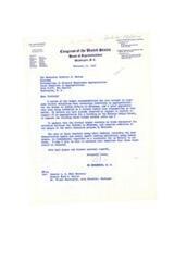 ["The text is a letter written by Ed Edmondson, a member of the Committee on Public Works, to Winfield K. Denton, Chairman of the Subcommittee on Interior Department Appropriations, expressing concern about reductions in appropriations for the Bureau of Indian Affairs in Oklahoma. Edmondson requests to testify before the subcommittee to advocate for funding for extension services for Indians in Oklahoma and the adult education program. He emphasizes the importance of these programs in the War on Poverty in the state."]