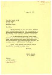 ["Senator Fred R. Harris received a letter from Kirk Breed, expressing gratitude for a picture sent by Harris and discussing their mutual interest in promoting opportunities for American Indians. Breed also offered to help with the Oklahomans for Indian Opportunity program. Harris replied, expressing gratitude for Breed's support and interest in a potential Peace Corps mission involving American Indians and South American Indians. Harris also mentioned the positive impact of his previous visits to Chile and expressed excitement about potentially working together in the future."]