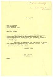 ["Mrs. R.O. Fraley wrote a letter to Senator Fred R. Harris expressing support for the Bunch Industrial Development Foundation in Adair County, Oklahoma. Senator Harris responded, thanking her for her support and promising to continue promoting the project. Another individual, R.O. Fraley, also wrote to Senator Harris requesting his support for the same project."]