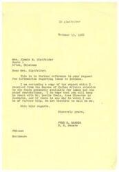 ["Mrs. Jimmie B. Glatfelter requested information about loans to Indians, specifically for small businesses and homes. The Bureau of Indian Affairs reported that the funds for loans are currently limited, pending legislation to increase the authorization. Loans are available for economic development purposes, with restrictions including applicants being at least one-quarter degree Indian blood and showing repayment capacity. Senator Fred R. Harris provided Mrs. Glatfelter with the information and encouraged her to keep in touch with the Area Director in Anadarko for updates on available funds."]