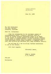 ["The letter is from Fred R. Harris to Kye Yackeyonny regarding steps being taken by the Bureau of Indian Affairs to recoup amounts from Individual Indian Money Accounts. Harris acknowledges Yackeyonny's hard efforts and patience and offers further assistance if needed."]