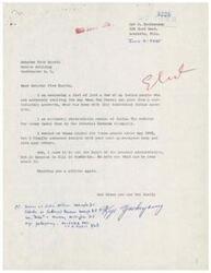 ["The letter is from Kye Yackeyonny to Senator Fred Harris, regarding Indian people waiting for answers about their individual Indian accounts and tax refunds. The letter requests an investigation into funds taken from personal accounts and applied for income tax. It also includes a list of Indians who have filed claims for tax refunds. The letter expresses frustration with the government's handling of Indian funds and calls for prompt justice."]