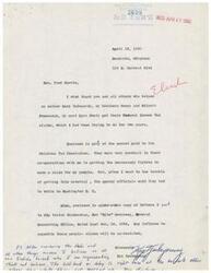 ["The letter expresses gratitude to Senator Fred Harris for helping the author and their family members obtain their federal income tax claims. The author had been trying to do so for two years and had encountered delays. Enclosed are copies of letters sent to various officials requesting expedited processing of the claims. The author also requests the exact amounts of Oklahoma tax paid by several individuals, including those who have passed away. The author believes the hold-up in processing the claims is at the Anadarko office."]