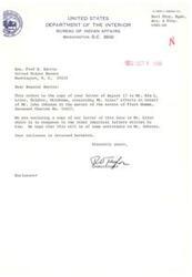 ["Senator Harris received a letter regarding John Johnson's efforts to claim his deceased wife's estate, which is being held by the Bureau of Indian Affairs. Johnson, who is elderly and illiterate, is being pressured by a lawyer to sign a contract that is believed to be fraudulent. The letter highlights the injustice and mishandling of the case by the government agency and requests for an investigation by a Federal Grand Jury. It also mentions the refusal of the Bureau to release funds for Johnson to hire legal counsel."]