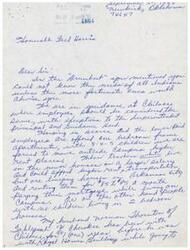 ["The letter addresses issues related to housing and employee preferences at Chalaco Indian School in Oklahoma. The writer, Mrs. L. Thornton, expresses concerns about the treatment of employees and the living conditions of families on campus. She also mentions the importance of supporting and working with Native American children at the school. Mrs. Thornton emphasizes the need for betterment for all employees and the community at Chalaco."]