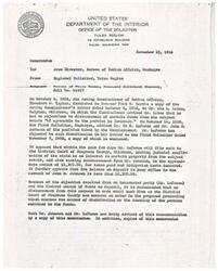 ["The Regional Solicitor in Tulsa received a letter from an attorney, Ed R. LeForce, objecting to the distribution of funds from an estate belonging to a deceased Cullblood Choctaw. The attorney, LeForce, is planning to file a lawsuit in the District Court of Stephens County, Oklahoma, to settle the matter of distribution and seek reimbursement for taxes paid and litigation costs. The Regional Solicitor recommends holding off on any disbursements until the court makes a decision on the matter. Copies of the letters and recommendations are being sent to all relevant parties for their information."]