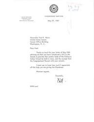 ["University of Oklahoma Alumni luncheon featuring astronaut Owen K Garriott Among those pictured are Garriott, Page Belcher, and Fred R. Harris"]