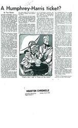 ["The document discusses potential vice-presidential candidates for Hubert Humphrey's presidential campaign, including Fred R. Harris, Edmund S. Muskie, and Sargent Shriver. It highlights the importance of appealing to Southern Democrats and young anti-war voters. The document suggests that Humphrey is in a difficult position and may face challenges regardless of his choice of running mate."]