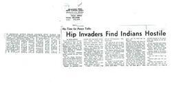 ["The document describes an incident at a news conference where two hippies interrupted a speech by an American Indian woman. The hippies were eventually escorted out of the room by tribal members. The incident caused tension and disruption, but no one was hurt. The document also mentions the involvement of political figures in the event."]