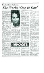 ["LaDonna Harris, wife of Senator Fred Harris, is a Comanche Indian known for her work in politics and advocacy for American Indians. She is active in mental health, welfare, and Indian affairs meetings, and is not interested in pursuing a political career of her own. She values her Indianness and believes it is a strength, and she and her husband work together to make a difference in Washington. Despite facing challenges and rejection due to her skin color, LaDonna remains dedicated to her work and her husband's political endeavors."]