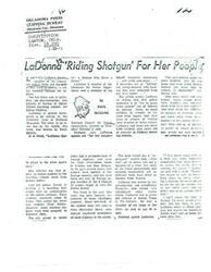 ["LaDonna Harris, a member of the Comanche Indian Tribe and wife of Senator Fred R. Harris, is fighting for the rights of Native Americans, particularly those in boarding schools. She is quoted extensively in an article in Redbook magazine, discussing the negative effects of separating children from their families and culture. LaDonna is working towards eliminating prejudice and discrimination against Native Americans, and advocating for more inclusive education policies."]
