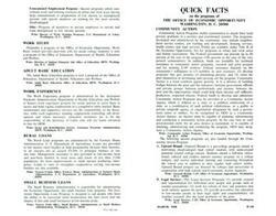 ["The document describes various programs under the Office of Economic Opportunity, such as the Concentrated Employment Program, Jobs Program, Community Action Programs, Work Study, Adult Basic Education, Work Experience, Rural Loans, Upward Bound, Legal Services, and Small Business Loans. These programs aim to provide training, education, employment opportunities, and financial assistance to low-income and unemployed individuals in urban and rural areas. The programs are designed to address poverty and help individuals become self-sufficient."]
