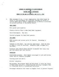 ["The responses to a questionnaire on the Second Annual Conference of Women in the War on Poverty in 1968 highlighted various programs and initiatives to alleviate poverty in the United States, including Head Start, Job Corps, education, legislation, welfare, race relations, employment, health, and community planning. Participants found the conference useful for networking, learning, and discussing poverty-related issues, but also noted areas for improvement such as more practical suggestions, longer workshops, and better coordination of community efforts. Some felt there was too much focus on Negro problems and not enough on other minority groups."]