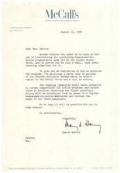 ["The letter is inviting LaDonna Harris to join a steering committee for the Womanpower-in-Action program, which was created after the recent McCall Forum. The committee will be responsible for screening suggestions for action programs and selecting priorities. Action will be promoted through a newsletter and the magazines. The letter expresses hope that LaDonna Harris will join the committee."]