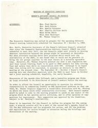 ["The Executive Committee of the Women's Advisory Council on Poverty met to prepare for an upcoming meeting. They discussed the possibility of a joint meeting with the Community Representatives Advisory Council, but it was not feasible at the time. They approved a meeting date for the Women's Council and planned for a wrap-up session to define the program for the coming year. They also discussed a round-table discussion with Mr. Harding to offer constructive criticisms and suggestions for improvement. Guest speakers and panelists were also selected for the meeting."]