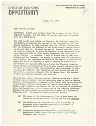 ["The letter from the Executive Secretary of the Women's Advisory Council on Poverty provides an update on the planning for a regional conference in Kansas City. The focus of the conference will be on women's organizations working together and the importance of public involvement in achieving domestic program goals. The letter encourages council members to participate in the conference and emphasizes the need for their input and recommendations. The President's call to service is highlighted as a driving force behind the conference."]