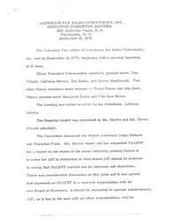 ["The Executive Committee meeting of Americans for Indian Opportunity, Inc. took place on September 18, 1972. Discussions were held regarding the Native American Legal Defense and Education Fund, the Dallas American Indian Center, the American Indian Theatre Ensemble, and the Minority Enterprise Small Business Investment Company. James MacDonald was selected as the next Executive Director of AIO. A new employee, Syd Bean, was introduced to provide technical assistance in Chicago. The committee also discussed funding for Mr. Bean and approved the Chicago project. The meeting concluded with discussions on the need for Indian representation on the CPI Board and the progress of AIO's new funding proposal."]