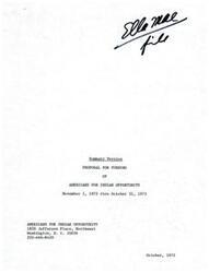 ["The document is a proposal for funding for Americans for Indian Opportunity for the fiscal year 1973. The organization works to support Native Americans in various areas such as community organization, education, and cultural pride. They rely on funding from the Ford Foundation and other sources to support their programs and activities. They plan to focus on specific projects in urban Indian centers, education, and cultural development in the upcoming year."]