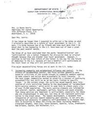 ["The letter discusses the importance of decentralization and participation in local government in the U.S., citing five major decentralizing forces at work. It emphasizes the need for communities to have more control over their own affairs and for federal action to support participation and decentralization. The writer suggests gathering information about local organizational efforts and analyzing how federal regulations and financial aid can promote these goals. They express a willingness to continue the discussion with the recipient and their colleagues."]