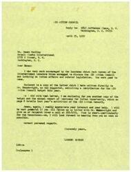 ["The document is a letter from Ladonna Harris of the AIO Action Council to James Huntley of the Retail Clerks International, thanking him for attending a luncheon to discuss lobbying on Indian affairs. The letter requests Huntley to follow up with a letter to Mr. Housewright soliciting a contribution for the AIO Action Council budget. Enclosed are copies of the budget, annual report, and a letter to Mr. Housewright for Huntley's reference. Harris expresses gratitude for Huntley's interest and assistance and urges him to contact her or Margaret Gover soon."]