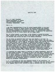 ["LaDonna Harris, on behalf of the AIO Action Council, thanks Mr. I. W. Abel for his past financial support and requests continued assistance in lobbying for legislative issues related to American Indian affairs. She emphasizes the importance of collaboration between organized labor and the AIO Action Council in advocating for the rights and needs of American Indians. Harris requests that the United Steelworkers underwrite a portion of their annual budget and provides details on their activities and budget needs."]