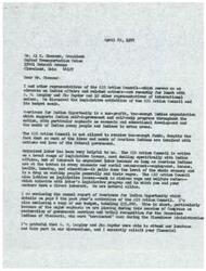 ["The letter is from LaDonna Harris, president of Americans for Indian Opportunity, to Al H. Chesser, president of the United Transportation Union. Harris discusses the legislative activities and budget needs of the AIO Action Council, a non-profit organization that supports Indian self-improvement programs. She emphasizes the importance of organized labor's support in advocating for legislative issues that benefit American Indians and coincide with labor's interests. Harris requests financial support from Chesser and his organization to help fund the AIO Action Council's initiatives."]