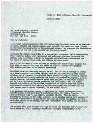 ["The letter is from LaDonna Harris, representing the AIO Action Council, requesting financial support from Mr. Jacob Potoski, President of the Amalgamated Clothing Workers. The AIO Action Council advocates for Indian affairs and discussed their legislative activities and budget needs with representatives of international unions. The letter highlights the organization's focus on Indian self-improvement and self-help programs, as well as their lobbying efforts on legislative issues that coincide with organized labor's interests. The letter also includes a request for financial contribution and encloses the organization's annual report and budget details."]