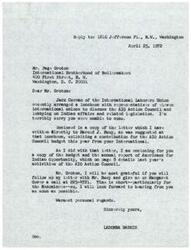 ["The letter is from Ladonna Harris to Mr. Page Groton, informing him about a recent luncheon discussing lobbying on Indian affairs. She has enclosed a letter soliciting a contribution for the AIO Action Council budget and requests that Mr. Groton follow up with Harold J. Buoy. Harris emphasizes the urgency of the situation and asks for a prompt response."]