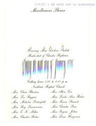 ["A miscellaneous shower is being held to honor Miss Darlene, the bride-elect of Charles Rightmen. The event will take place on Friday, with calling hours from 7:00 to 9:00 p.m. at the Northside Baptist Church. Various individuals, including Mrs. Chris Blanton, Mrs. Alton Cox, and Miss Linda Ann Baker, are listed as hosting or attending the event."]