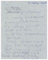["The document is a request for a meeting with La Hours, who will be in Virginia on April 1st. The suggestion is for her to drive to the recipient's home and meet there. Contact information is provided for further coordination."]