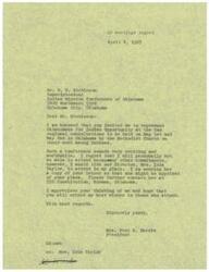 ["LaDonna Harris, President of Oklahomans for Indian Opportunity, regrets that she cannot attend the regional consultations on the Methodist Church's work among Indians in Oklahoma. She suggests sending Mrs. Iola Taylor in her place and expresses her best wishes for the event."]