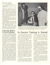 ["The document discusses the development of program modules based on variables such as culturally-based learning styles, language arts materials, self-fulfilling expectations, and pre-reading programs. It also mentions the in-service training program for teachers in Beacon Schools, focusing on instructional objectives. The Fellows in the SWCEL Fellowship Program are involved in research and teacher-training activities, with financial assistance provided by the Laboratory. The training sessions aim to prepare teachers for implementing new projects in primary language arts."]