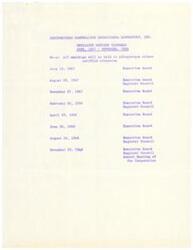 ["The Southwestern Cooperative Educational Laboratory, Inc. has scheduled meetings for the period of June 1967 to November 1968 in Albuquerque. The schedule includes Executive Board meetings and Regional Council meetings, with the Annual Meeting of the Corporation scheduled for November 1968. Members are asked to indicate their preferences for meeting schedules on a questionnaire provided."]