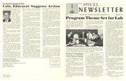 ["The SWCEL Newsletter discusses the challenges faced by Spanish-speaking students in achieving academic success in school districts in the SWCEL region. Recommendations include reevaluating reading methods, improving relationships between home and school, training teachers in bi-cultural teaching, and recognizing the talents of Spanish-speaking students. A program theme focused on language arts with an emphasis on traditional culture was developed through extensive planning meetings. Student testing is being conducted in beacon schools to provide baseline data for program evaluation. Members of SWCEL attended a briefing in New Orleans to discuss regional educational laboratory programs."]