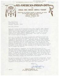 ["The letter invites LaDonna Harris to serve as a judge for the MISS (INDIAN) AMERICA Pageant during the All American Indian Days event. The judges are tasked with selecting a young lady who embodies the qualities of a true Indian and can promote the purpose of the event. The letter emphasizes that the position is voluntary and does not offer any compensation."]