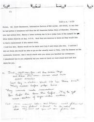 ["Norma received a call from Scott Henderson of the BIA informing her that the All American Indian Days of Sheridan, Wyoming had invited LaDonna Harris to be a judge for Miss Indian America on Aug. 4-6. LaDonna Harris would not be back until July 6 and typically went to Oklahoma on weekends, so it was unlikely she could attend. Norma transferred the call to the recipient, who was at lunch, and took down the details for them. The All American Indian Days expressed their interest in having LaDonna Harris present for the event and hoped she would be able to attend in the future."]