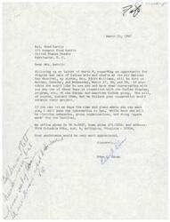 ["Edna Gold Sloan is following up on a previous letter regarding an opportunity for displaying and selling Indian arts and crafts at the All Nations Day Festival. Her sister, Mrs. Edith Williams, will be in town and would like to meet with LaDonna Harris to discuss the Indian display and program. She provides contact information and asks for assistance in enhancing the project."]