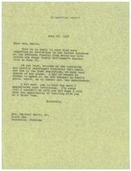 ["Mrs. Smith regrets not being able to attend the ladies luncheon at the Pawhuska Country Club due to a scheduling conflict caused by the Dodd resolution. She appreciates the invitation and hopes to have the opportunity to visit with Mrs. Wayland Smith, Jr. in the future."]