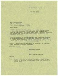 ["LaDonna Harris received a letter inviting her to speak at the Ponca City Business and Professional Women's Town Club, but she is unable to commit due to the expenses of traveling back and forth to Oklahoma. She apologizes for the delay in responding and expresses her best wishes for the success of the programs. She will contact the sender if she is able to arrange something in the future. A copy of the letter was also sent to Margie to see if there is any chance of getting a commitment from the Senator at a later date."]