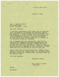 ["Mrs. Terrell received a letter from LaDonna Harris regretting that she cannot speak at the Unitarian Women's Day Alliance event, but suggests contacting someone else who may be able to. LaDonna Harris also offers to provide further assistance and encloses material on Oklahomans for Indian Opportunity and a speech made by her husband."]