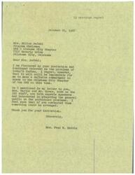 ["LaDonna Harris regrets that she cannot commit to speaking at the Oklahoma City Chapter of the DAR at this time, but suggests contacting other capable speakers from the OIO staff. The DAR chapter expresses disappointment but remains optimistic about having LaDonna Harris speak at their meeting in June 1968. They request a photo and biography for publicity and invite Senator Harris to join for lunch as well."]