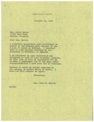 ["LaDonna Harris regrets that she is unable to accept an invitation to speak on Indians at the Freedom Hill Chapter of the D.A.R. in November or January due to other commitments. She suggests that it may be possible for her to speak in March or April instead."]