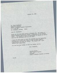 ["The letter is from Peter MacDonald, Executive Director of the Office of Navajo Economic Opportunity, congratulating LaDonna Harris on her appointment as Chairman of the Women's Council on Poverty. MacDonald expresses admiration for the work being done and hopes to collaborate on programs to help the Navajo people. LaDonna Harris, in response, expresses her admiration for the work being done by MacDonald and his team and offers support from the Women's Advisory Council on Poverty."]