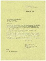 ["The letter is from LaDonna Harris to Mrs. Elizabeth Forsling Harris, thanking her for a book and her suggestions on volunteers. LaDonna Harris discusses the challenges of her Chairman's role and mentions her daughter's interest in joining the Blue Birds. She expresses gratitude for LaDonna Harris' support and suggestions."]