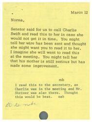 ["The document is a message to Norma to inform Charlie Swift that a wire has been sent regarding a meeting and to read a message from Ladonna Harris to the Women's Advisory Council on Poverty. The message expresses regret for not being able to attend the meeting due to a family emergency and emphasizes the importance of women's organizations in the fight against poverty."]