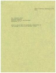 ["Mrs. Genevieve Blatt, Assistant Director at the Executive Office of the President, sent a letter to Mrs. LaDonna Harris of the Women's Advisory Council on Poverty regarding a presentation of \"our problem\" at an OEO meeting in May. Mrs. Blatt expressed hope that something could be arranged and thanked LaDonna Harris for her interest and concern."]