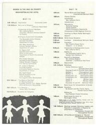 ["The Women in the War on Poverty conference took place at the Washington Hilton Hotel on May 16. The event included a plenary session, greetings from Mayor Walter Washington, a luncheon, workshops on various topics related to poverty, a film showing, and receptions. Vice President Hubert Humphrey and Senator Fred S. Harris were among the speakers at the event. Additionally, there were off-the-record dialogues on racism and meetings between workshop leaders and reporters to prepare reports for presentation."]