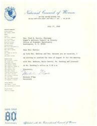 ["The National Council of Women of the United States, Inc. was established in 1888 and is affiliated with the International Council of Women. The organization's Executive Committee includes officers and members-at-large, and they are planning a meeting for August 14. The Executive Director is Mrs. Eve R. DisSenator"]