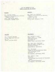 ["This text is a list of members of the Women in the War on Poverty organization, with names and addresses of women from various states who are involved in community organizations and advisory councils related to poverty and social welfare."]