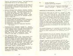 ["The document provides information about the 34th NCCW National Convention in Denver, Colorado. It includes details on registration, special interest group suppers, convention tours, post-convention tours, voting delegate responsibilities, shuttle bus service, lunch options, and delegates' obligations after the convention. Instructions are given for voting delegates, non-voting delegates, and replacements, and information on films, displays, and moderators' luncheon forums is provided."]
